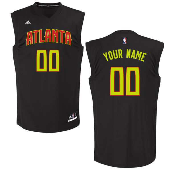 Men Atlanta Hawks Adidas Black Custom Chase NBA Jersey->->Custom Jersey